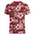 Hawaiian Quilt Pattern Women V Neck T Shirt Hibiscus and Tribal Element Vintage Red Vibe LT03 - Polynesian Pride