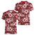 Hawaiian Quilt Pattern Women V Neck T Shirt Hibiscus and Tribal Element Vintage Red Vibe LT03 - Polynesian Pride