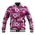 Hawaiian Quilt Pattern Baseball Jacket Hibiscus and Tribal Element Vintage Pink Vibe LT03 Unisex Pink - Polynesian Pride