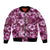 Hawaiian Quilt Pattern Bomber Jacket Hibiscus and Tribal Element Vintage Pink Vibe LT03 Unisex Pink - Polynesian Pride