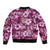 Hawaiian Quilt Pattern Bomber Jacket Hibiscus and Tribal Element Vintage Pink Vibe LT03 - Polynesian Pride