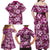 Hawaiian Quilt Pattern Family Matching Off Shoulder Maxi Dress and Hawaiian Shirt Hibiscus and Tribal Element Vintage Pink Vibe LT03 - Polynesian Pride