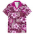 Hawaiian Quilt Pattern Family Matching Puletasi and Hawaiian Shirt Hibiscus and Tribal Element Vintage Pink Vibe LT03 Dad's Shirt - Short Sleeve Pink - Polynesian Pride