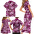 Hawaiian Quilt Pattern Family Matching Short Sleeve Bodycon Dress and Hawaiian Shirt Hibiscus and Tribal Element Vintage Pink Vibe LT03 - Polynesian Pride