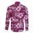 Hawaiian Quilt Pattern Long Sleeve Button Shirt Hibiscus and Tribal Element Vintage Pink Vibe LT03 - Polynesian Pride