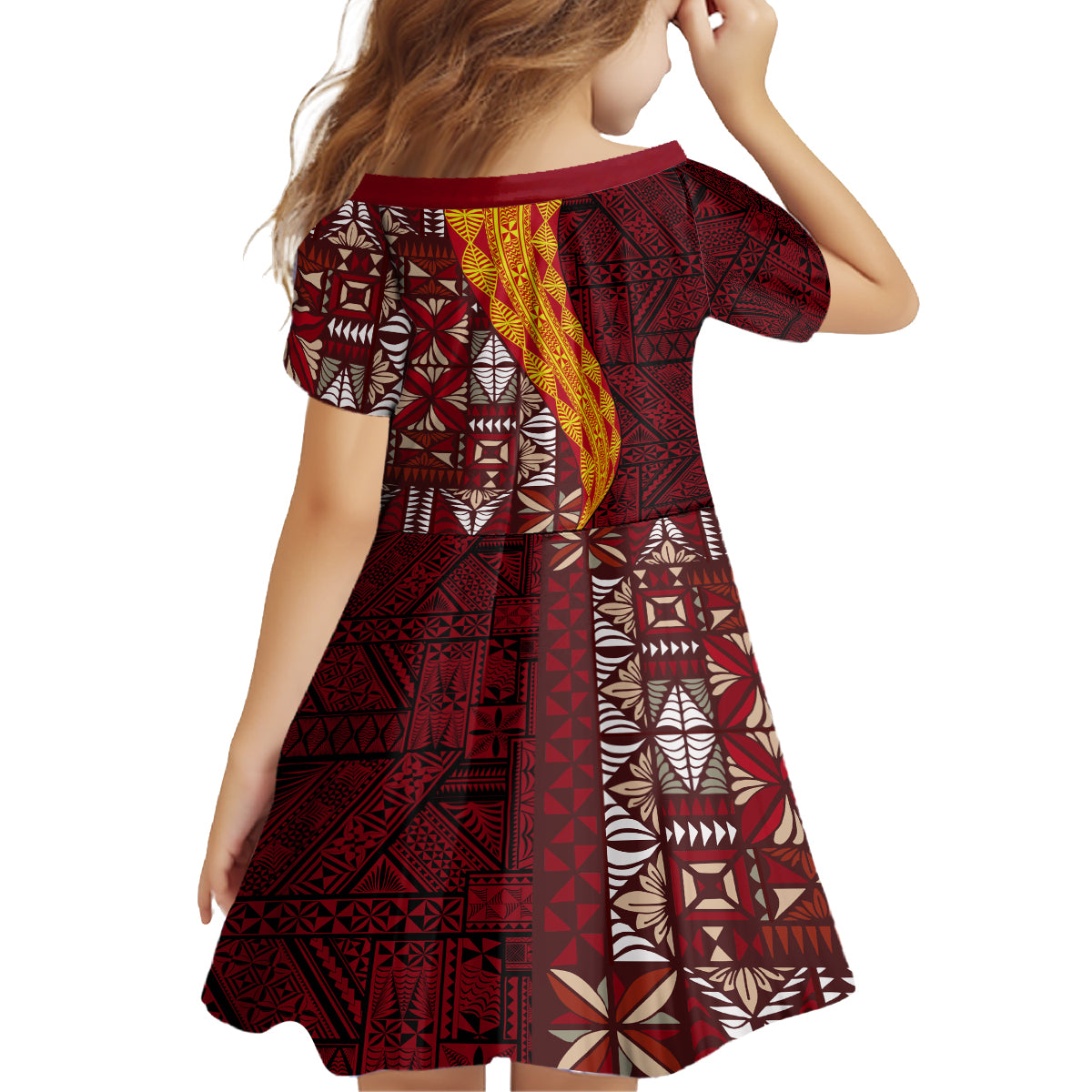 Tonga Feletoa Kupesi Fakatonga Kid Short Sleeve Dress LT03 - Polynesian Pride