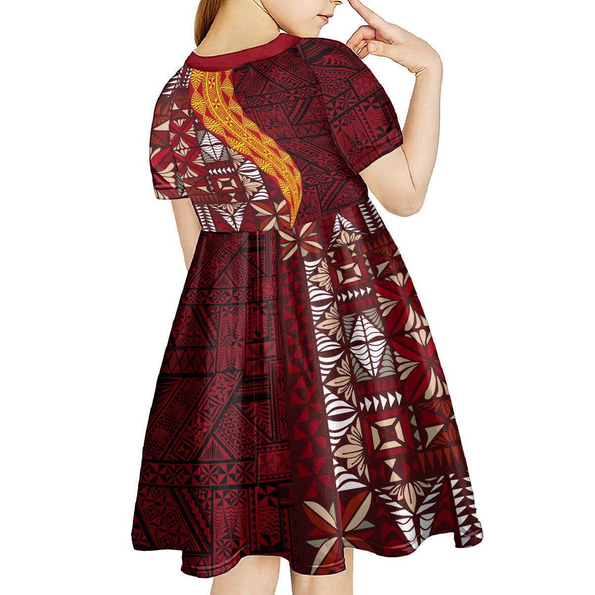 Tonga Feletoa Kupesi Fakatonga Kid Short Sleeve Dress LT03 - Polynesian Pride