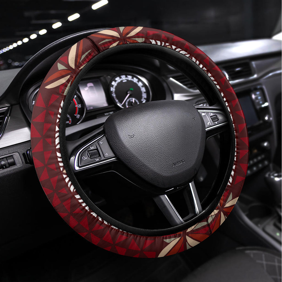 Tonga Feletoa Kupesi Fakatonga Steering Wheel Cover LT03 Universal Fit Red - Polynesian Pride