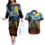 New Zealand and Australia ANZAC Day Couples Matching Off The Shoulder Long Sleeve Dress and Hawaiian Shirt Kiwi Bird and Kangaroo Soldier Starry Night Style LT03 Black - Polynesian Pride