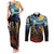 New Zealand and Australia ANZAC Day Couples Matching Tank Maxi Dress and Long Sleeve Button Shirt Kiwi Bird and Kangaroo Soldier Starry Night Style LT03 Black - Polynesian Pride