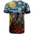 New Zealand and Australia ANZAC Day T Shirt Kiwi Bird and Kangaroo Soldier Starry Night Style LT03 - Polynesian Pride