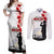 Tokelau ANZAC Day Couples Matching Off Shoulder Maxi Dress and Long Sleeve Button Shirt Lest We Forget Red Poppy Flowers and Soldier LT03 White - Polynesian Pride