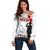 Tokelau ANZAC Day Off Shoulder Sweater Lest We Forget Red Poppy Flowers and Soldier LT03 Women White - Polynesian Pride