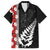 New Zealand ANZAC Day Family Matching Long Sleeve Bodycon Dress and Hawaiian Shirt Soldier Silver Fern with Red Poppies Flower Maori Style LT03 Dad's Shirt - Short Sleeve Black - Polynesian Pride