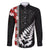 New Zealand ANZAC Day Family Matching Long Sleeve Bodycon Dress and Hawaiian Shirt Soldier Silver Fern with Red Poppies Flower Maori Style LT03 Dad's Shirt - Long Sleeve Black - Polynesian Pride