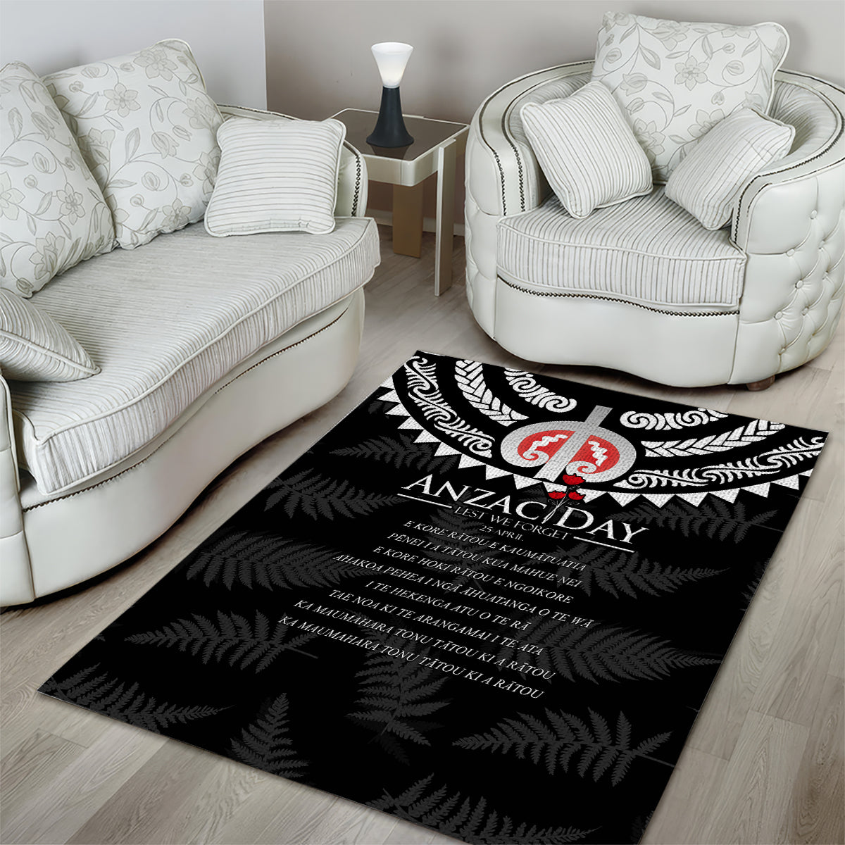 New Zealand ANZAC Day Area Rug Lest We Forget Haka Dance Respect LT03 - Polynesian Pride