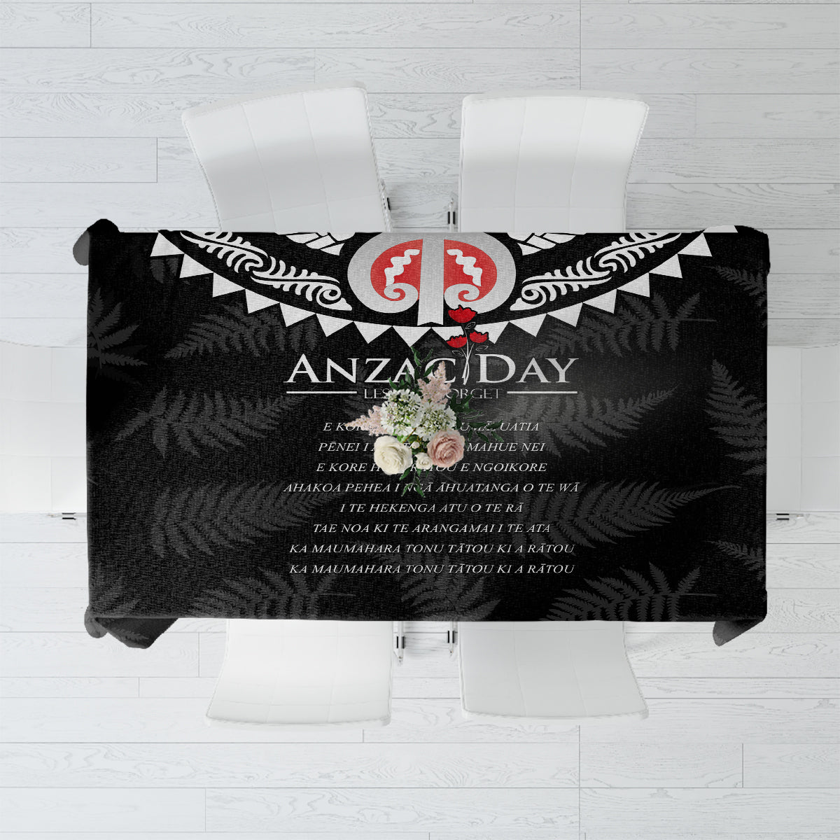 New Zealand ANZAC Day Tablecloth Lest We Forget Haka Dance Respect LT03 Black - Polynesian Pride