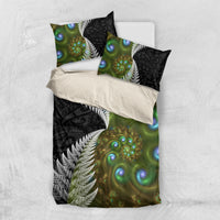 New Zealand Bedding Set Koru Abstract Art and Silver Fern Maori Pattern LT03 US Twin 172cm x 218cm Green - Polynesian Pride