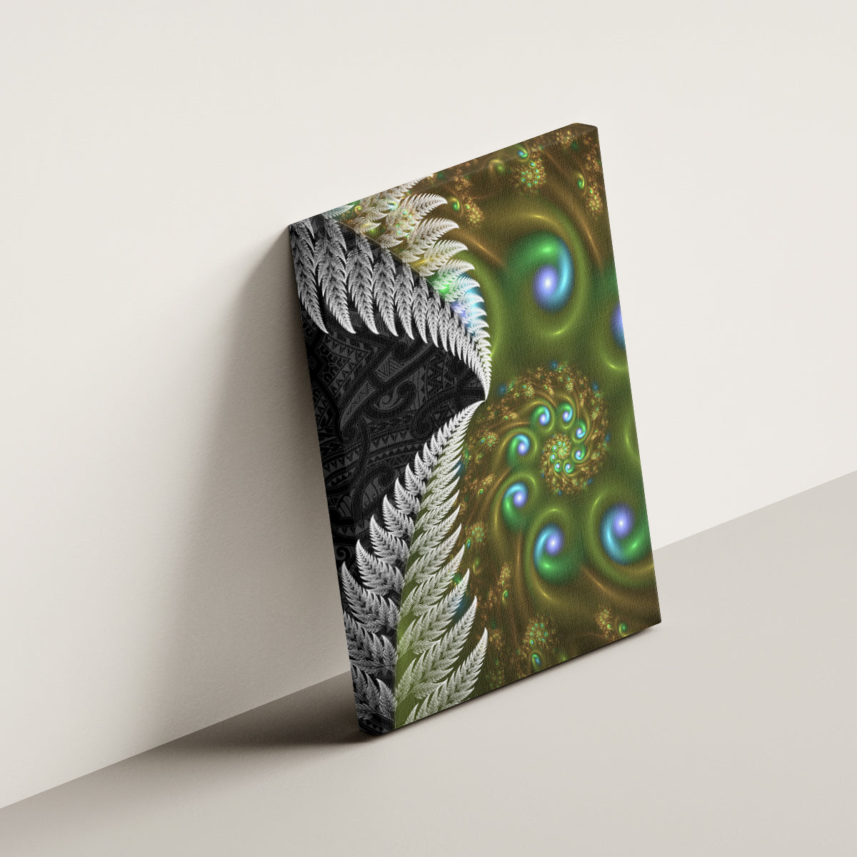New Zealand Canvas Wall Art Koru Abstract Art and Silver Fern Maori Pattern LT03 - Polynesian Pride