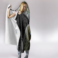 New Zealand Hooded Blanket Koru Abstract Art and Silver Fern Maori Pattern LT03 - Polynesian Pride