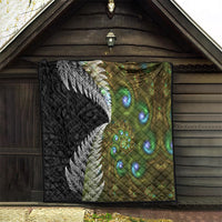 New Zealand Quilt Koru Abstract Art and Silver Fern Maori Pattern LT03 - Polynesian Pride