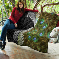 New Zealand Quilt Koru Abstract Art and Silver Fern Maori Pattern LT03 - Polynesian Pride