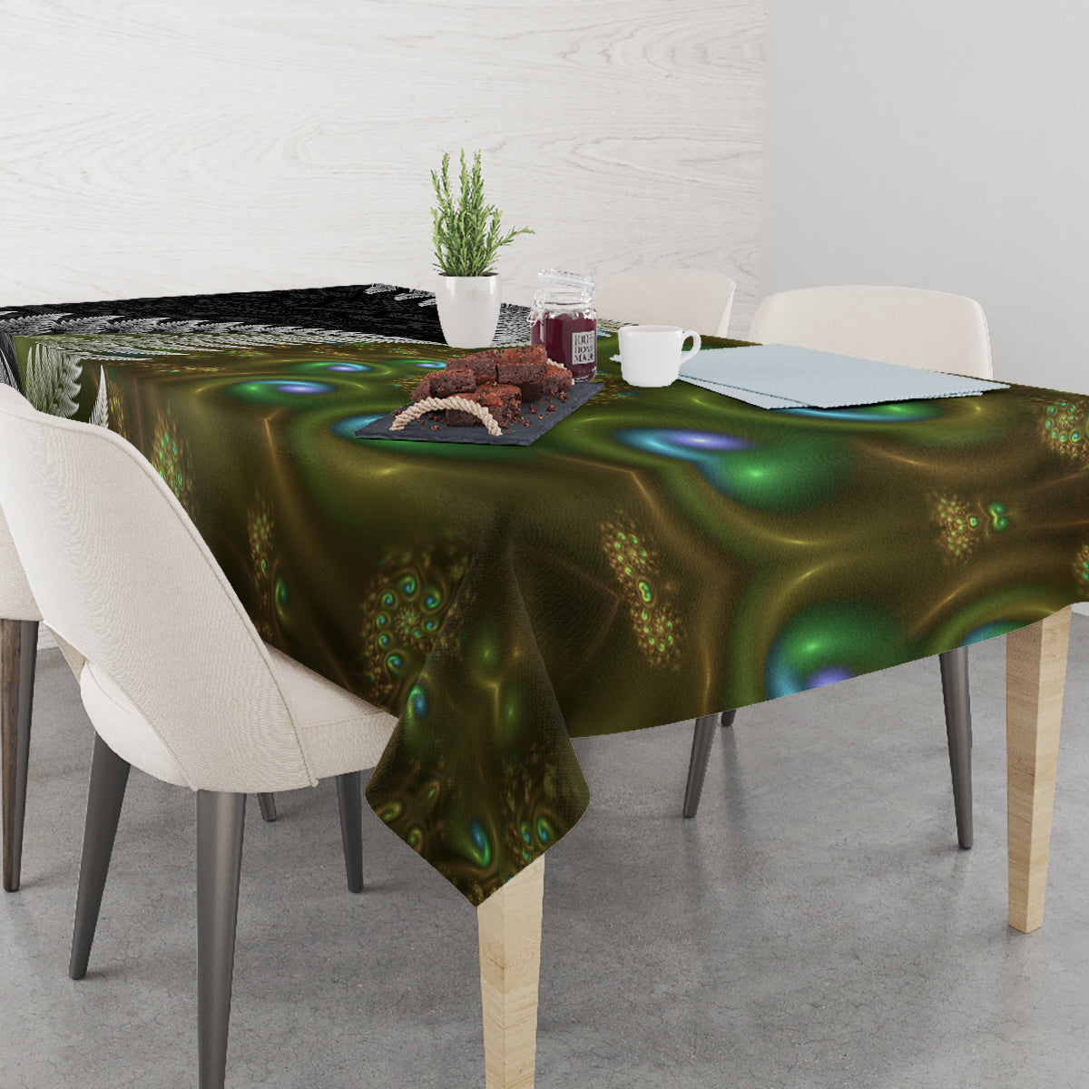 New Zealand Tablecloth Koru Abstract Art and Silver Fern Maori Pattern LT03 - Polynesian Pride