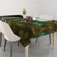 New Zealand Tablecloth Koru Abstract Art and Silver Fern Maori Pattern LT03 - Polynesian Pride
