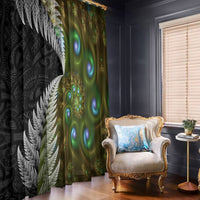 New Zealand Window Curtain Koru Abstract Art and Silver Fern Maori Pattern LT03 - Polynesian Pride