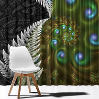 New Zealand Window Curtain Koru Abstract Art and Silver Fern Maori Pattern LT03 - Polynesian Pride