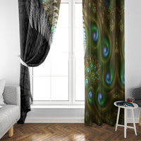 New Zealand Window Curtain Koru Abstract Art and Silver Fern Maori Pattern LT03 - Polynesian Pride