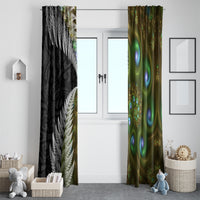New Zealand Window Curtain Koru Abstract Art and Silver Fern Maori Pattern LT03 - Polynesian Pride