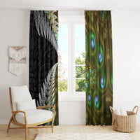New Zealand Window Curtain Koru Abstract Art and Silver Fern Maori Pattern LT03 - Polynesian Pride