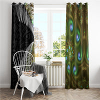 New Zealand Window Curtain Koru Abstract Art and Silver Fern Maori Pattern LT03 - Polynesian Pride