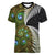 New Zealand Women V Neck T Shirt Koru Abstract Art and Silver Fern Maori Pattern LT03 Female Green - Polynesian Pride