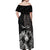 Custom New Zealand Women's Day Off Shoulder Maxi Dress Maori Tribal Girl and Silver Fern Pattern LT03 - Polynesian Pride