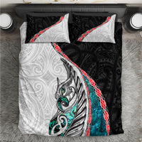 New Zealand Bedding Set Manaia Fern and Koru Maori Pattern LT03 Black - Polynesian Pride