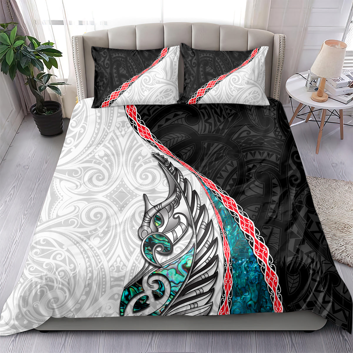 New Zealand Bedding Set Manaia Fern and Koru Maori Pattern LT03 - Polynesian Pride