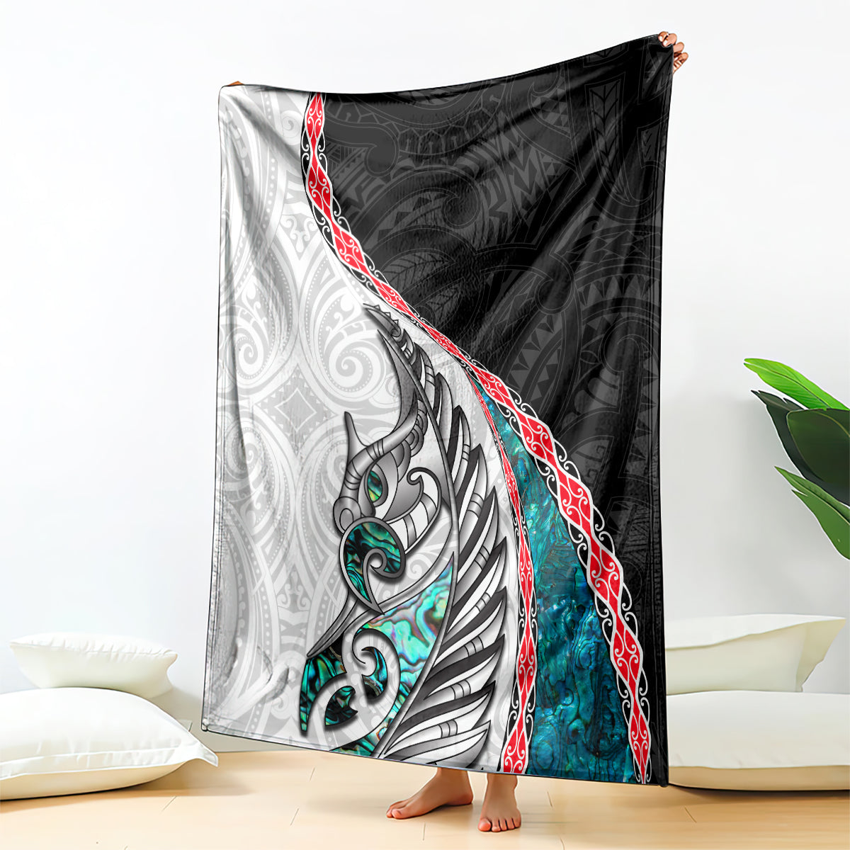 New Zealand Blanket Manaia Fern and Koru Maori Pattern LT03 - Polynesian Pride