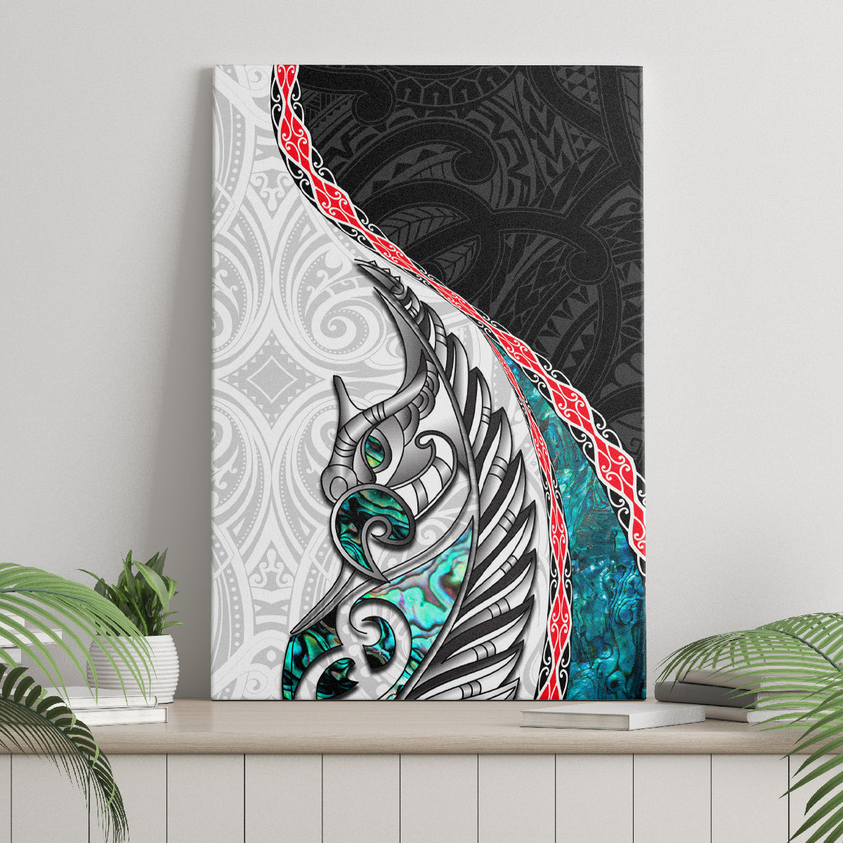 New Zealand Canvas Wall Art Manaia Fern and Koru Maori Pattern LT03 - Polynesian Pride