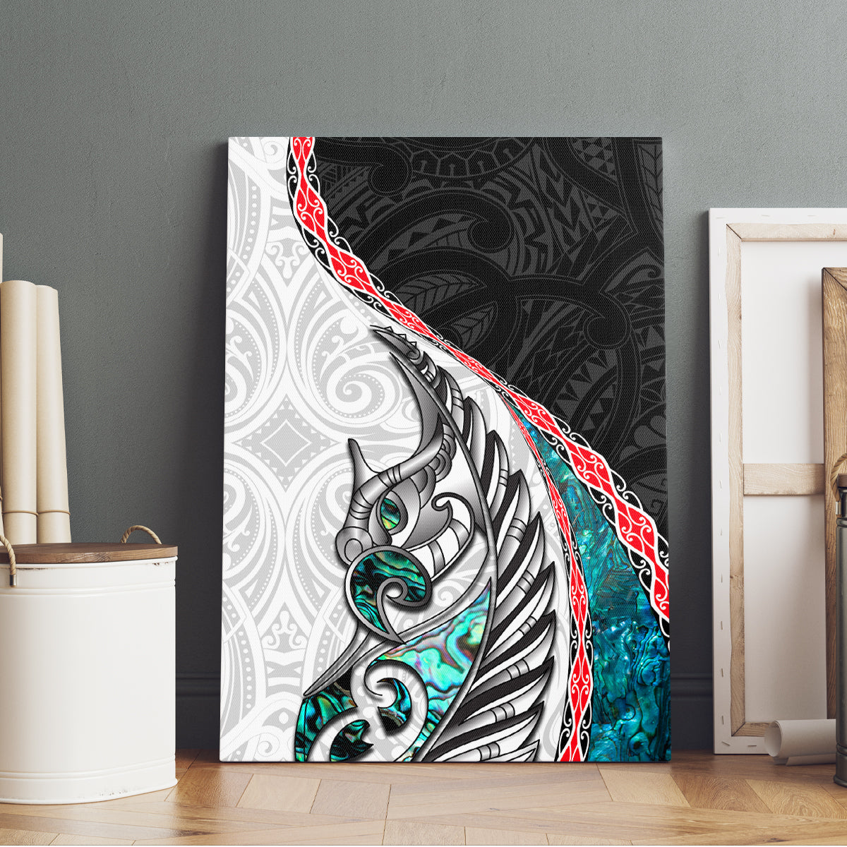 New Zealand Canvas Wall Art Manaia Fern and Koru Maori Pattern LT03 - Polynesian Pride