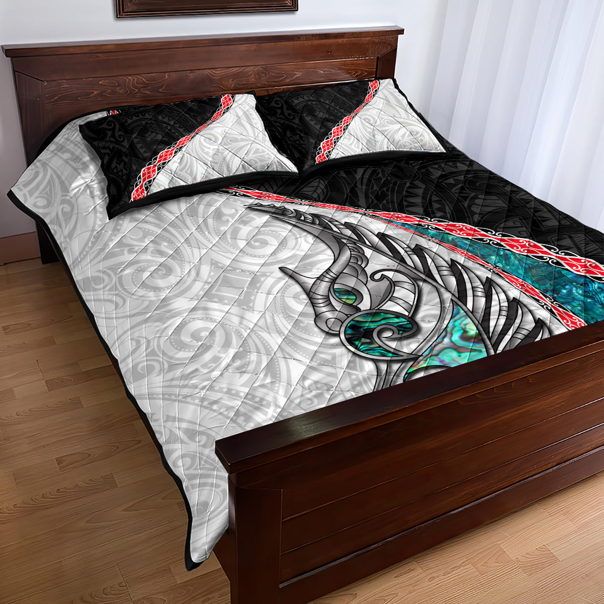 New Zealand Quilt Bed Set Manaia Fern and Koru Maori Pattern LT03 - Polynesian Pride
