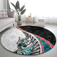 New Zealand Round Carpet Manaia Fern and Koru Maori Pattern LT03 - Polynesian Pride