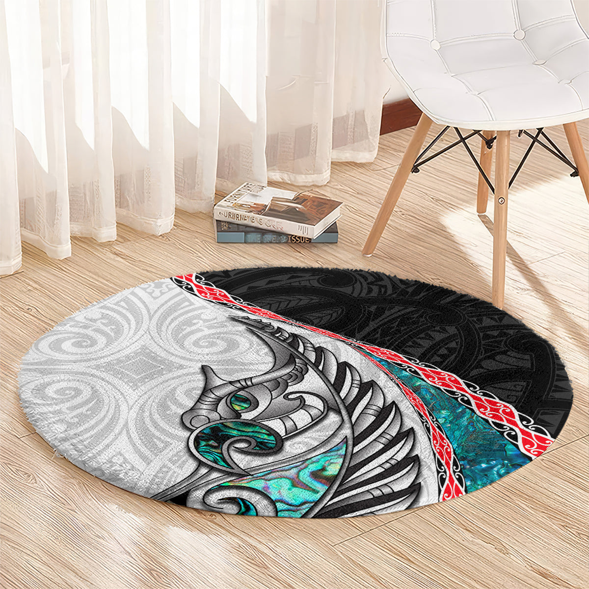 New Zealand Round Carpet Manaia Fern and Koru Maori Pattern LT03 - Polynesian Pride