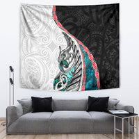 New Zealand Tapestry Manaia Fern and Koru Maori Pattern LT03 Black - Polynesian Pride