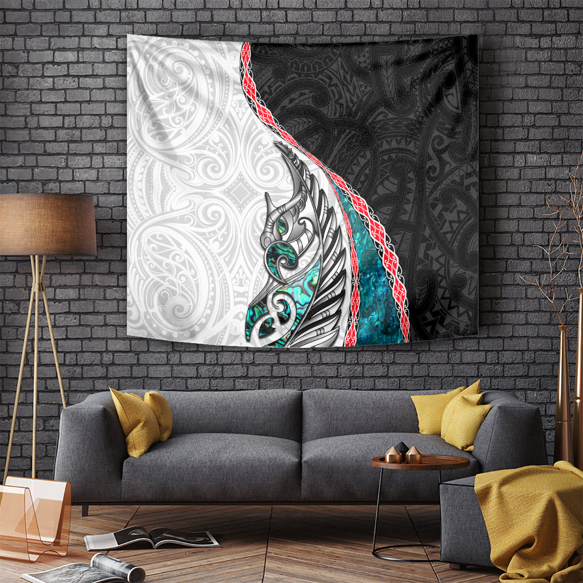 New Zealand Tapestry Manaia Fern and Koru Maori Pattern LT03 - Polynesian Pride