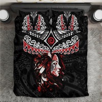 New Zealand Maori Girl Bedding Set Silver Fern and Koru Pattern LT03 Black - Polynesian Pride