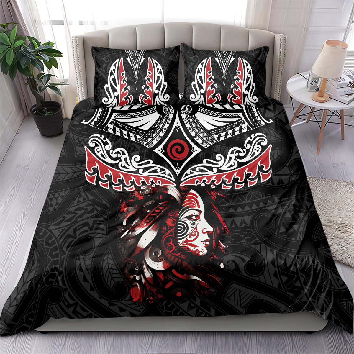New Zealand Maori Girl Bedding Set Silver Fern and Koru Pattern LT03 - Polynesian Pride