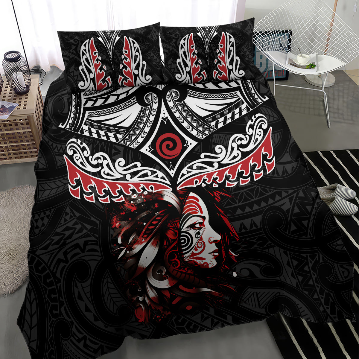 New Zealand Maori Girl Bedding Set Silver Fern and Koru Pattern LT03 - Polynesian Pride