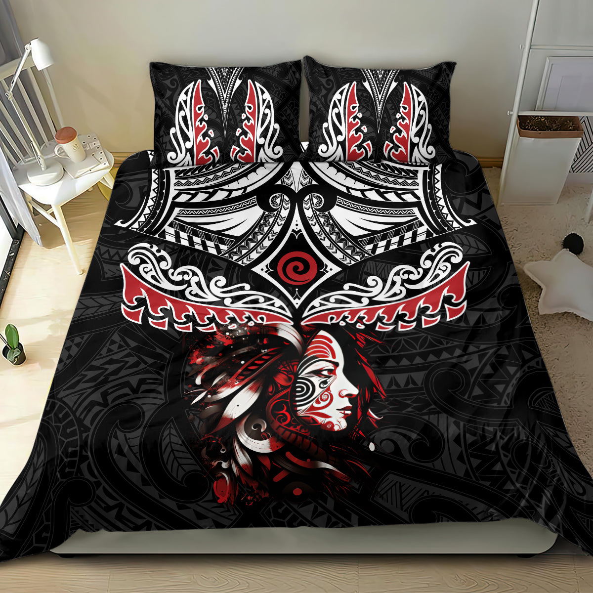 New Zealand Maori Girl Bedding Set Silver Fern and Koru Pattern LT03 - Polynesian Pride